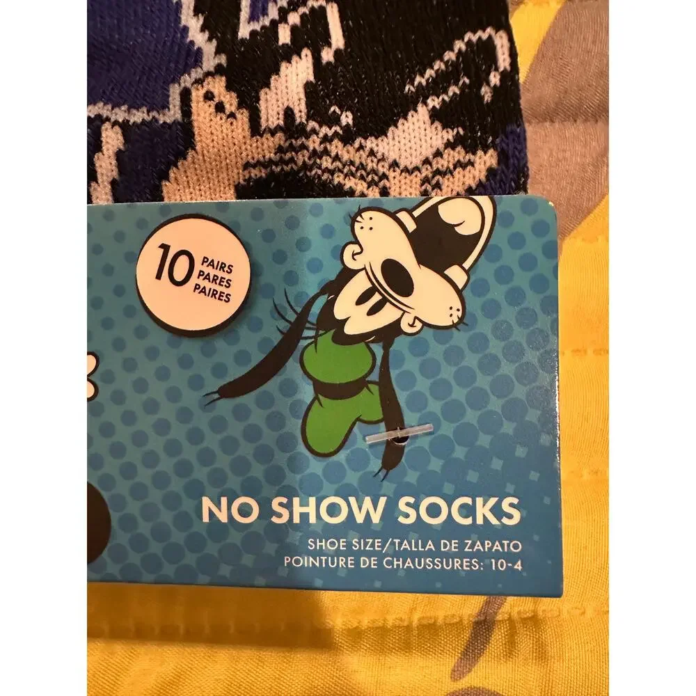 NWT Disney Mickey and Friends Sports 10 pk of No Show Socks sz 10-4